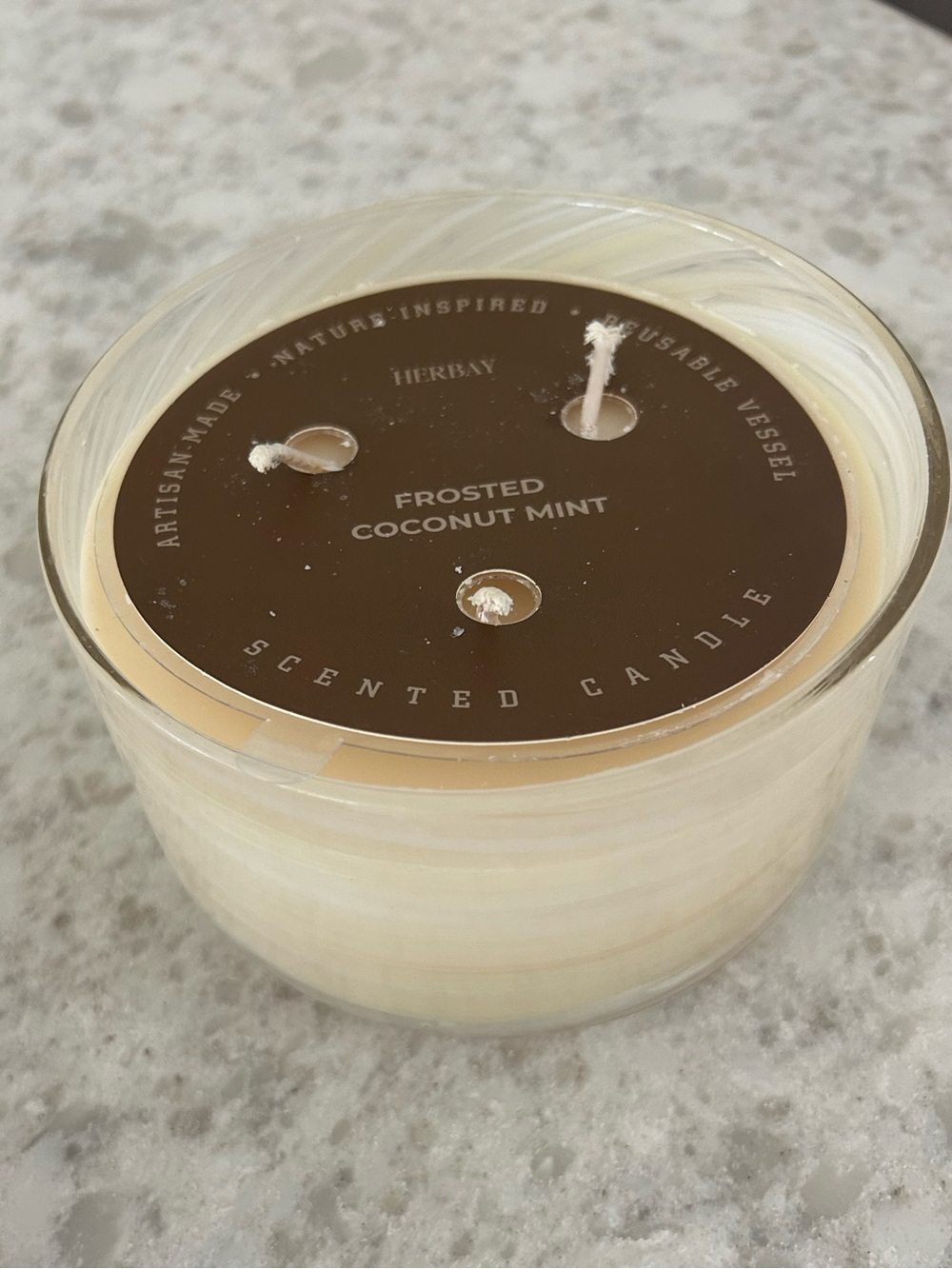 “New” Herbay Frosted Coconut Mint Scented Candle 19 oz